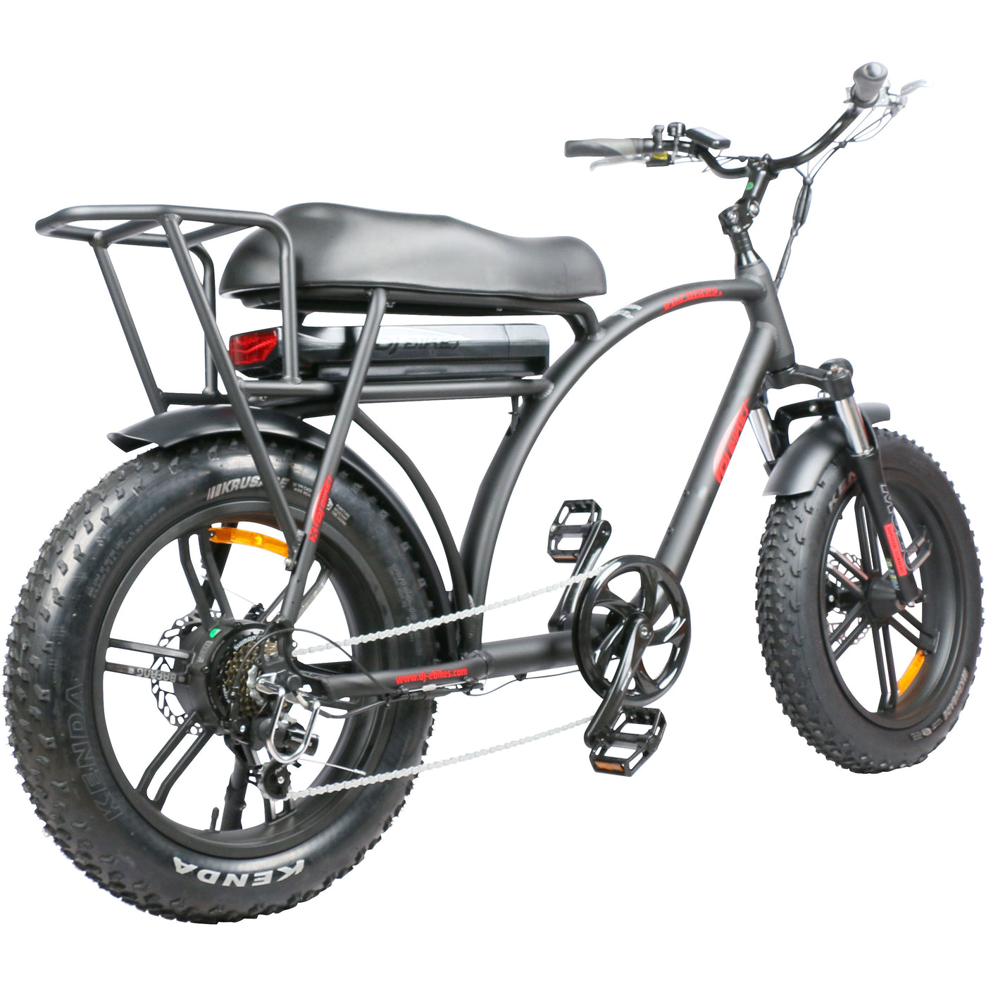 DJ Super Bike, the electric mini bike with 20” fat tires and new rear rack